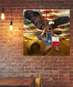 Texas Eagle American Flag Art Multipiece Metal Sign Decor QNK751MMS