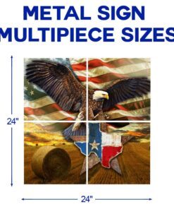 texas eagle american flag art multipiece metal sign decor qnk751mms 5046