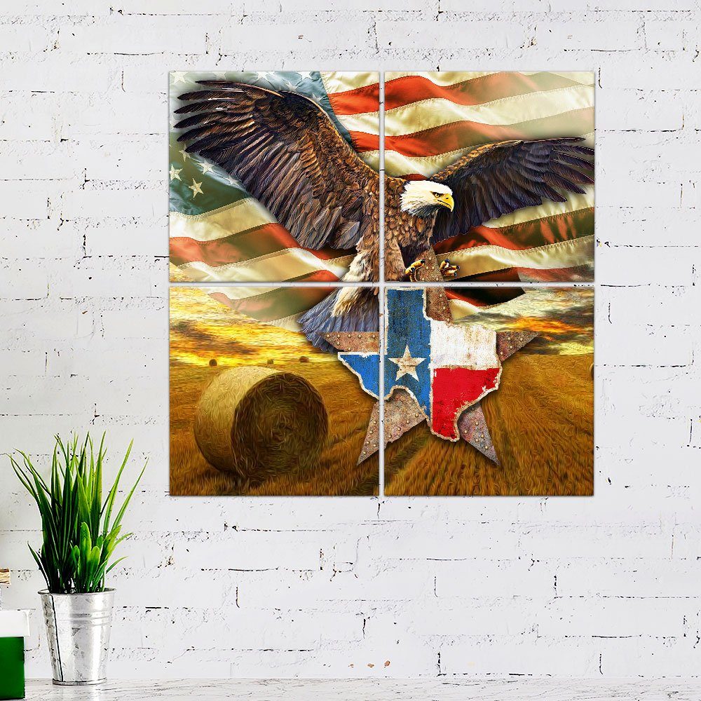 Texas Eagle American Flag Art Multipiece Metal Sign Decor QNK751MMS - Image 2