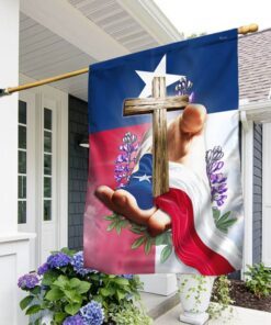 Texas Flag Jesus Christian Cross Texas Bluebonnet Flag TPT800F
