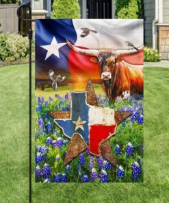 texas flag longhorn cattle texas flag qtr05f 7244