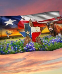Texas Flag Longhorn Cattle Texas Grommet Flag QTR05GF