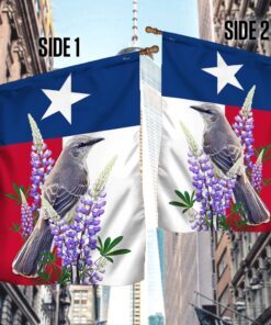 texas flag northern mockingbird and bluebonnet bnn430f 1078
