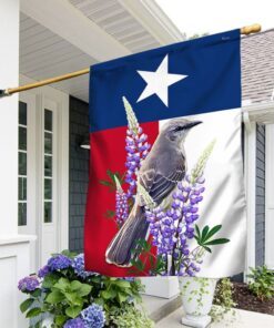 texas flag northern mockingbird and bluebonnet bnn430f 5553