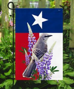 texas flag northern mockingbird and bluebonnet bnn430f 5818