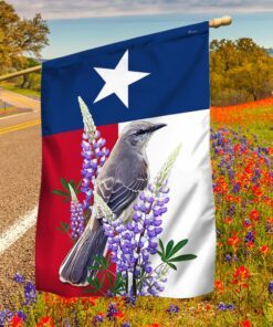 Texas Flag Northern Mockingbird And Bluebonnet BNN430F