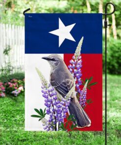 texas flag northern mockingbird and bluebonnet bnn430f 6294