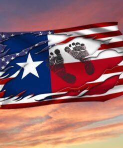 Texas Flag Texas American Baby Footprints Grommet Flag QTR219GF
