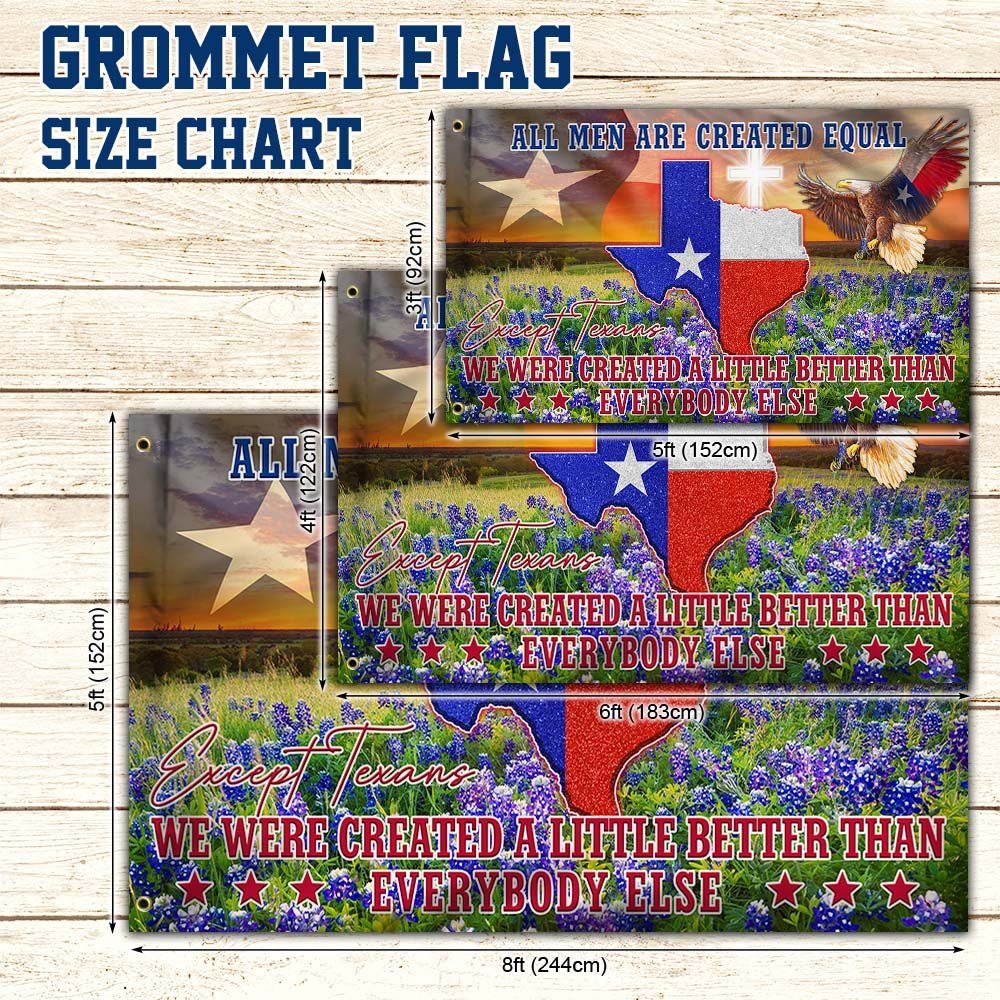 Texas Grommet Flag, All Men Are Created Equal Except Texans TQN17GF - Image 4
