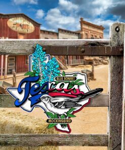 Texas Hanging Metal Sign Blue Bonnet Mockingbird LNT454MS