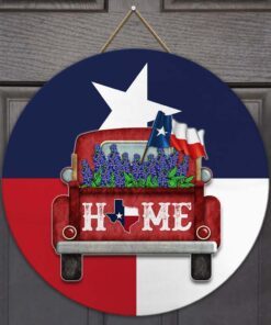 Texas Home Round Wooden Sign DBD3327WD