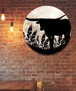 Texas Longhorn Metal Sign On The Moon LNT508MS