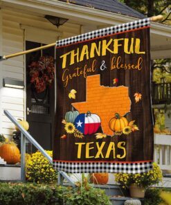 Texas Thanksgiving Flag Thankful Grateful And Blessed TQN446Fv1