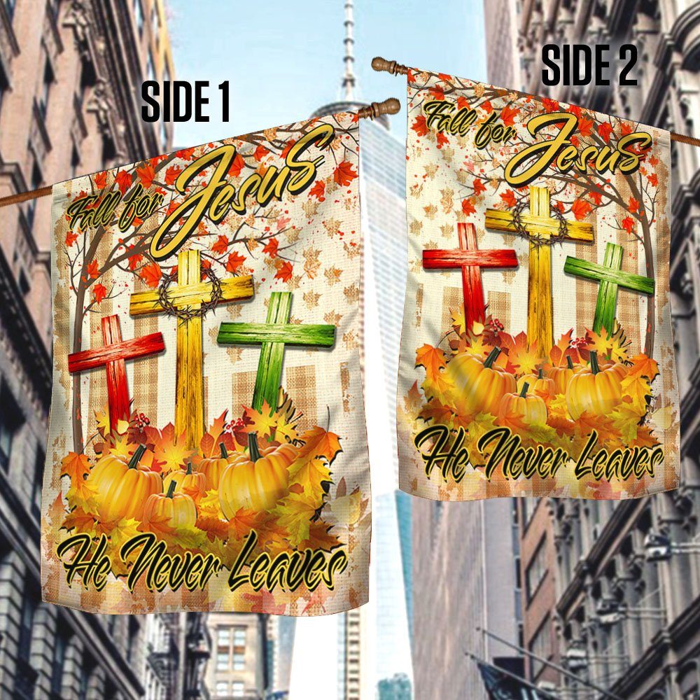 Thanksgiving A Christian Holiday Flagwix™ Fall For Jesus He Never Leaves Christian Lover Flag THH3416F - Image 4