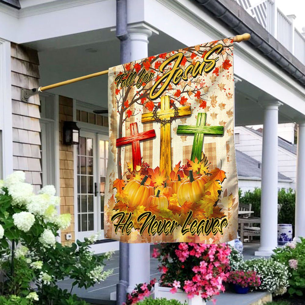 Thanksgiving A Christian Holiday Flagwix™ Fall For Jesus He Never Leaves Christian Lover Flag THH3416F - Image 2