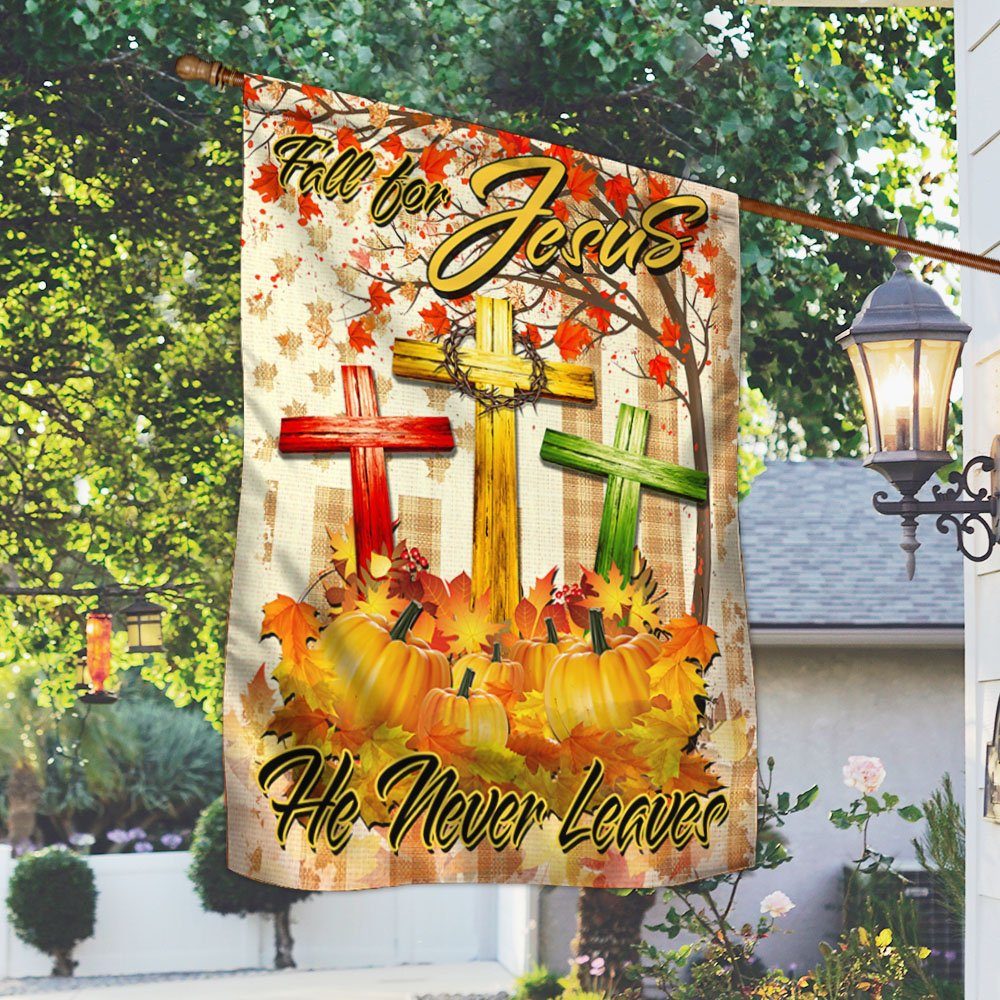 Thanksgiving A Christian Holiday Flagwix™ Fall For Jesus He Never Leaves Christian Lover Flag THH3416F - Image 3