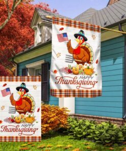 thanksgiving flag turkey pumpkin american flag tqn561f 7380