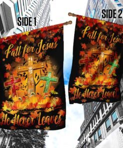 thanksgiving to jesus flagwix™ fall for jesus he never leaves flag 4951