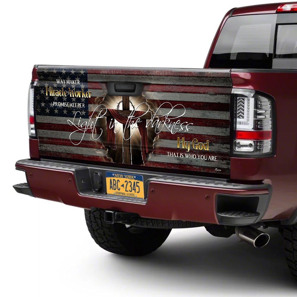 The Cross Of Jesus Christ Flagwix™ God Jesus Cross America Truck Tailgate Decal Sticker Wrap - Image 4