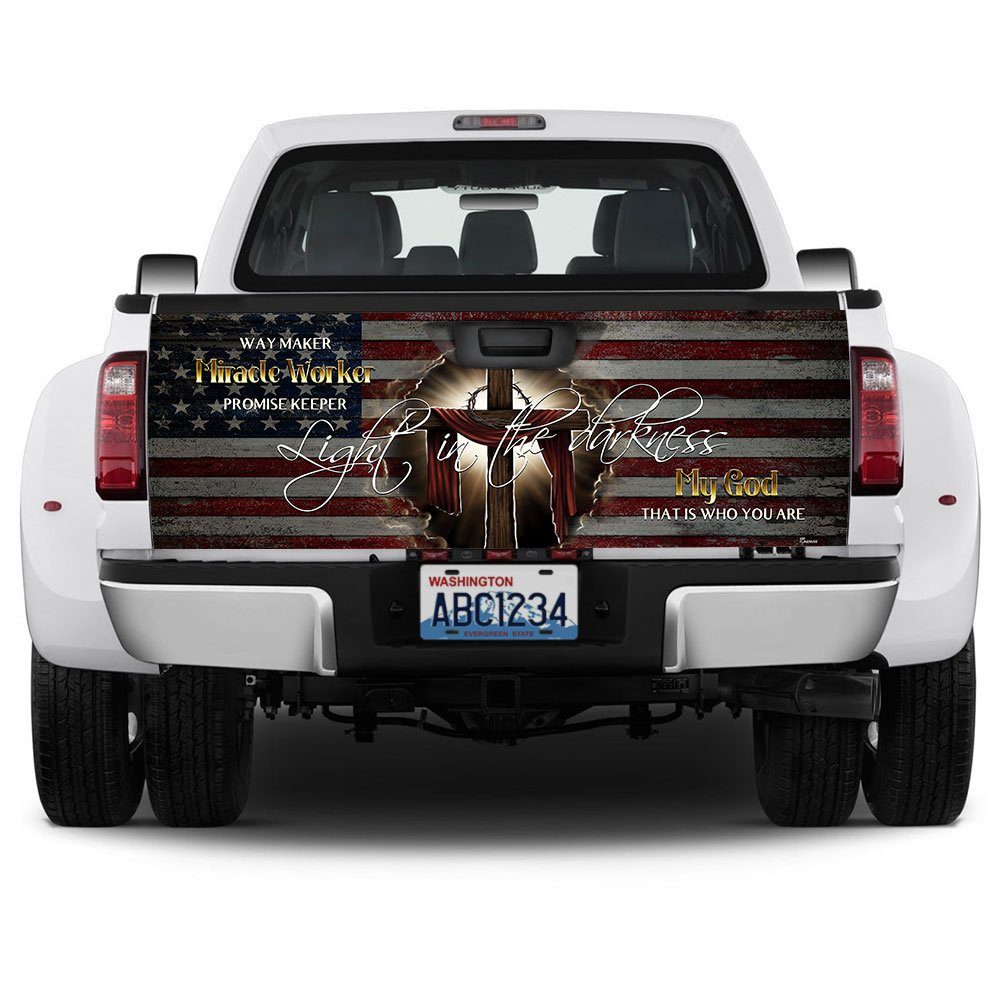 The Cross Of Jesus Christ Flagwix™ God Jesus Cross America Truck Tailgate Decal Sticker Wrap - Image 5