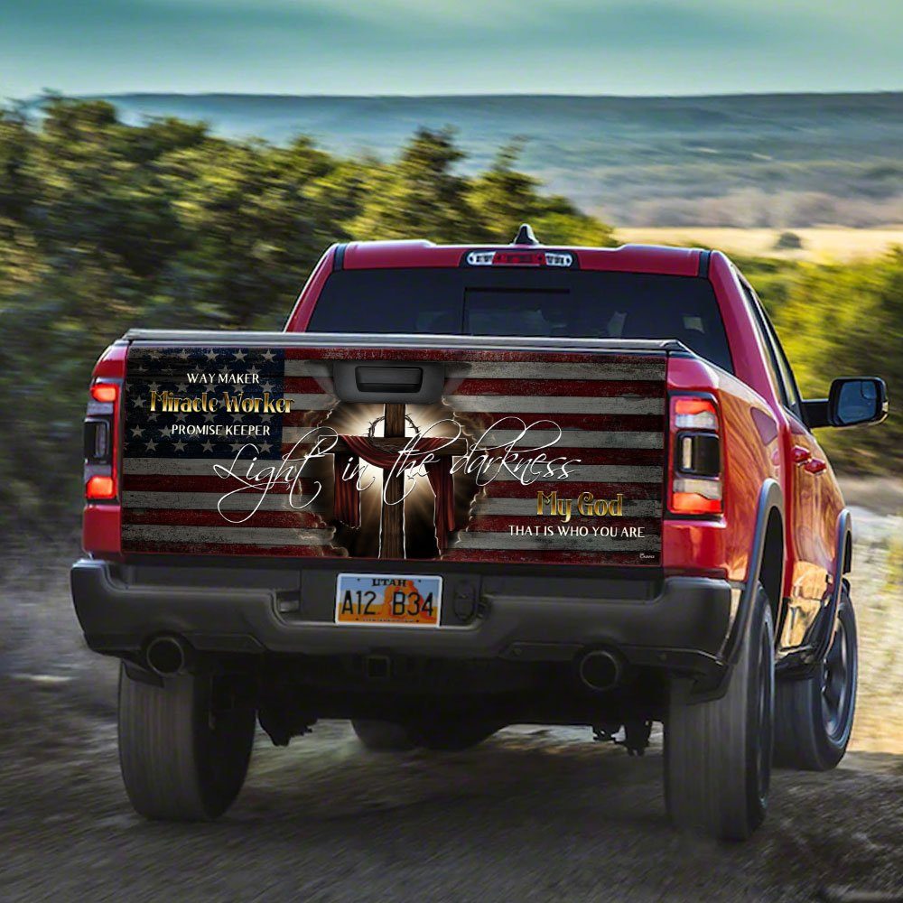 The Cross Of Jesus Christ Flagwix™ God Jesus Cross America Truck Tailgate Decal Sticker Wrap - Image 3