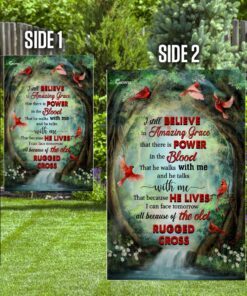 the old rugged cross red cardinal jungle waterfall flag 4422
