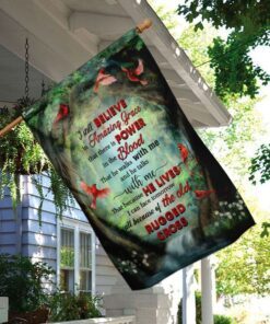the old rugged cross red cardinal jungle waterfall flag 6361