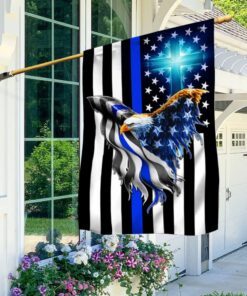 The Thin Blue Line. Police. Law Enforcement American Eagle Flag THB3482Fv1