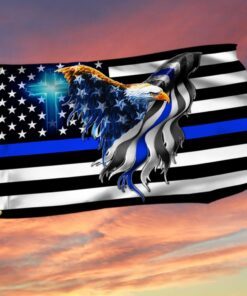 The Thin Blue Line. Police. Law Enforcement American Eagle Flag THB3482GFv1