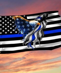 The Thin Blue Line. Police. Law Enforcement American Eagle Flag THB3482GFv3