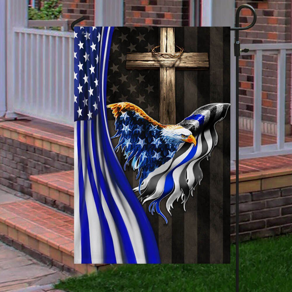 The Thin Blue Line American Eagle Christian Cross Flag THB3698F - Image 5