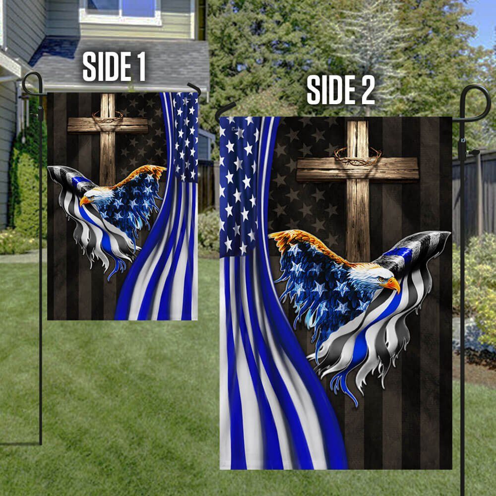 The Thin Blue Line American Eagle Christian Cross Flag THB3698F - Image 7