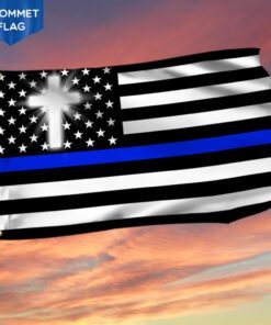 The Thin Blue Line Flag Christian Cross THH3390GF