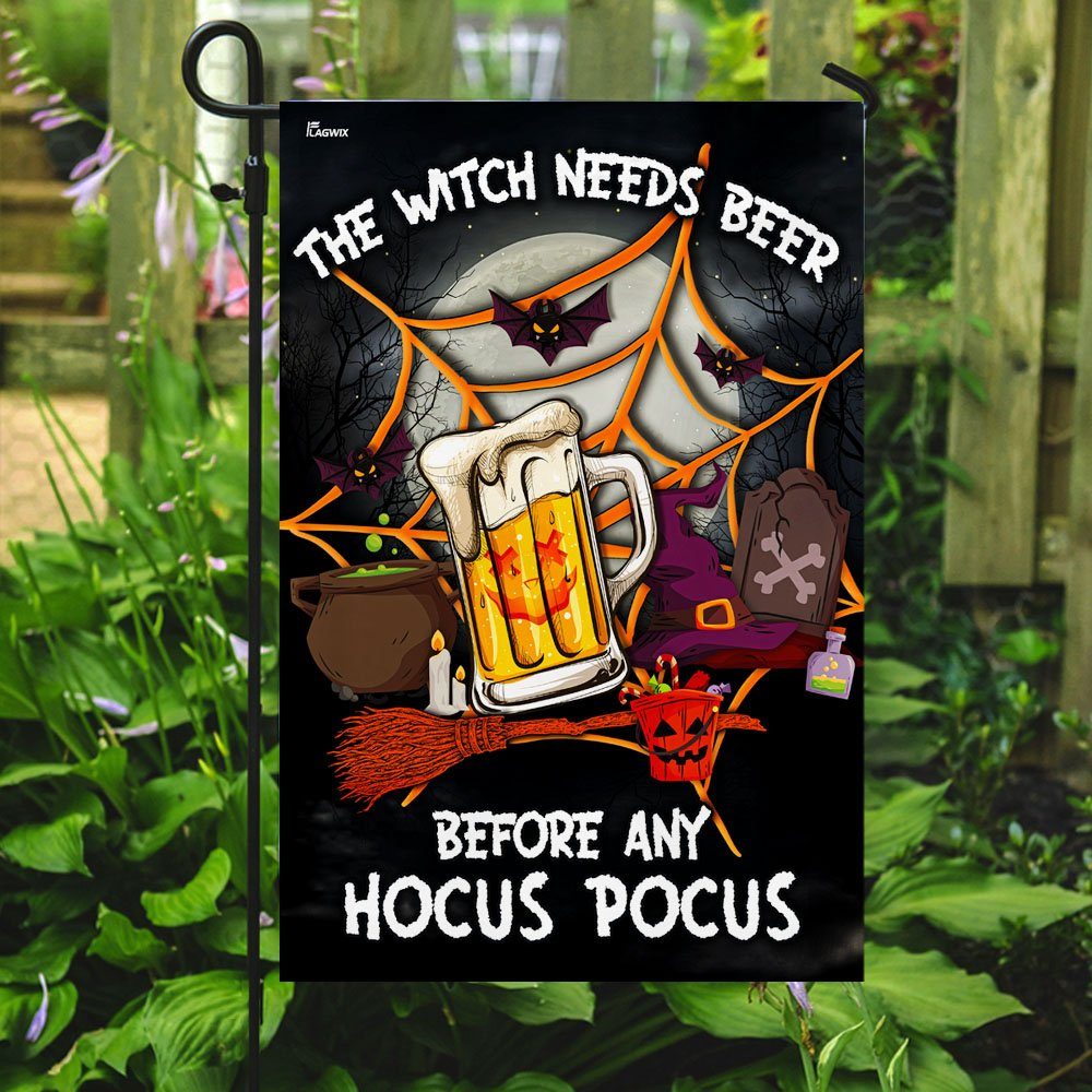 The Witch Needs Beer Before Any Hocus Pocus Flag - Image 7
