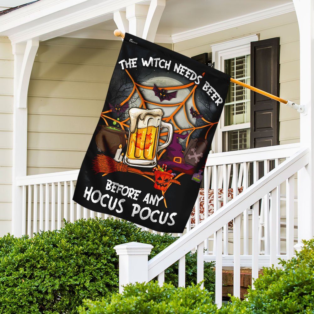 The Witch Needs Beer Before Any Hocus Pocus Flag - Image 5