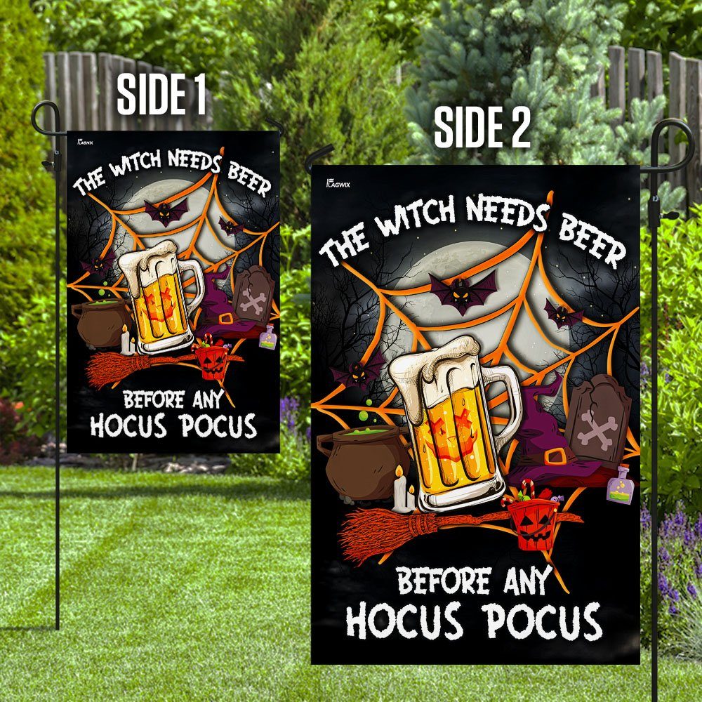 The Witch Needs Beer Before Any Hocus Pocus Flag - Image 8