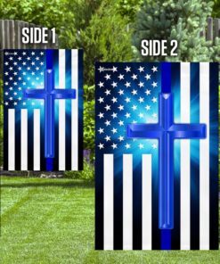 thin blue line christian cross flag 2136
