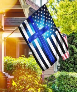 thin blue line christian cross flag 3732