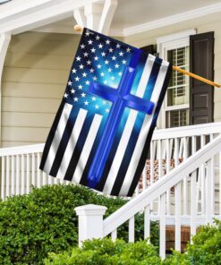 thin blue line christian cross flag 4069