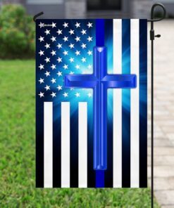 thin blue line christian cross flag 6962
