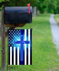thin blue line christian cross flag 7776