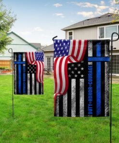 thin blue line duty honor courage american flag mln1527f 2231