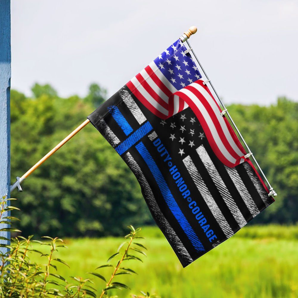 Thin Blue Line Duty Honor Courage American Flag MLN1527F - Image 3