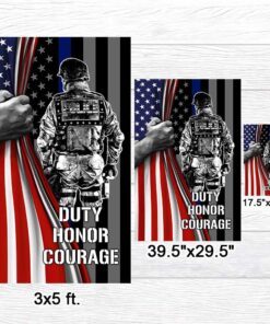 thin blue line duty honor courage flag mln1534f 1233