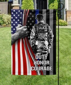 Thin Blue Line Duty Honor Courage Flag MLN1534F