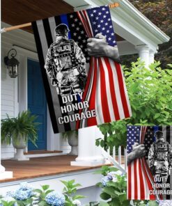 thin blue line duty honor courage flag mln1534f 8158