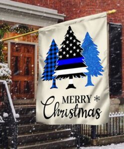 Thin Blue Line Merry Christmas Flag Police Law Enforcement Flag TQN624Fv1