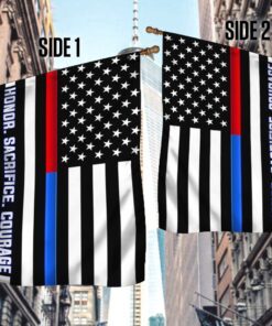 thin red blue line flag firefighter police honor sacrifice courage tqn288f 1017