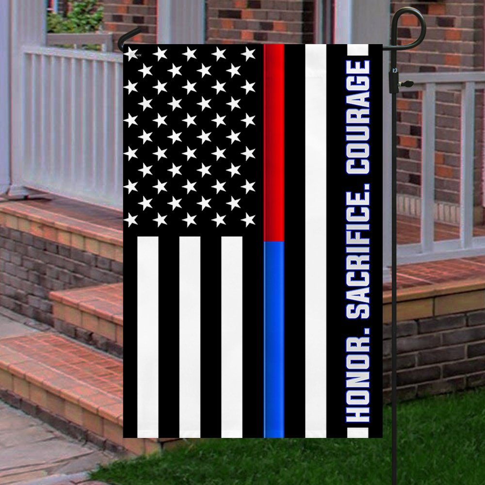 Thin Red Blue Line Flag Firefighter Police Honor Sacrifice Courage TQN288F - Image 5