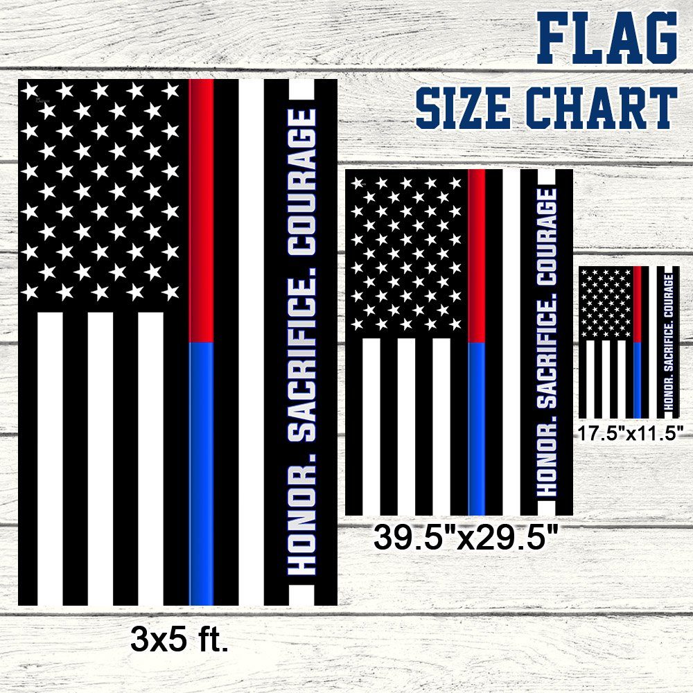 Thin Red Blue Line Flag Firefighter Police Honor Sacrifice Courage TQN288F - Image 7